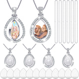 Junkin 24 Pcs Sublimation Rhinestone Trays Pendant Set, Including 6 Double Sided Blank Rhinestone Bezel Trays, 6 Pcs Thick Chains with 12 Sublimation Discs for Making (Multiple Style) Junkin