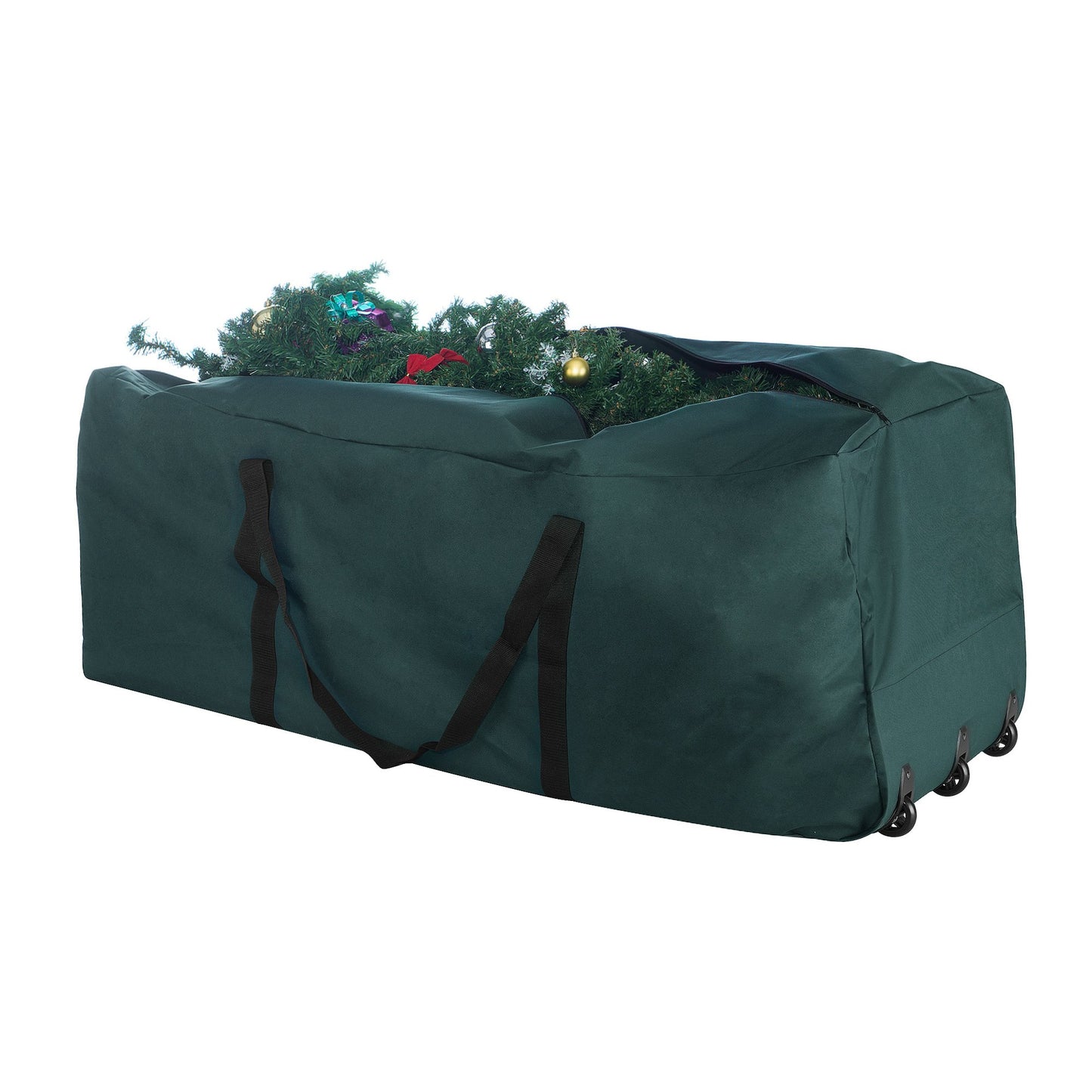 Elf Stor Green Rolling Christmas Storage Bag-For 12 FT Artificial Trees Canvas Duffel with Wheels-Protects Holiday Decorations & Inflatables, (L) 67” x (W) 28” x (H) 24