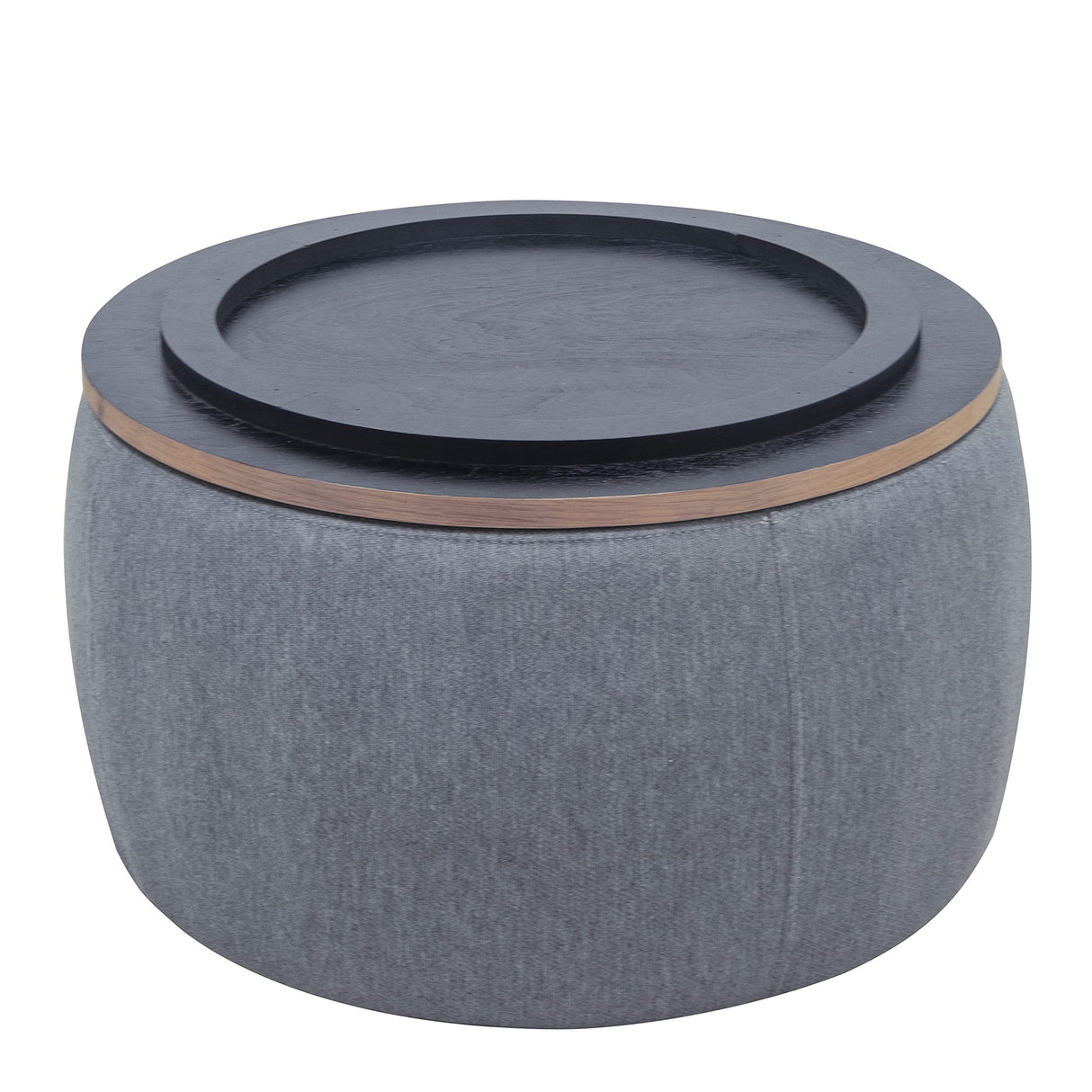 Kakotito Modern Round Storage Ottoman with Wooden Lid,Circle Handmade Coffee Table,End Table & Footstool for Living Room (Dark Gray) Kakotito