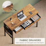 Maihail Small Desk with Drawers for Bedroom, Small Vanity Desk Without Mirror, 39.5inch, Writing Desk with Bookshelf, Computer Desk with Storage Drawers, Vanity Table no Mirror Rustic Brown Maihail