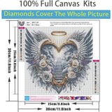 AIBOERL Heart Wing Diamond Art Kits for Adults,Religion 5D Diamond Painting Kits for Adults Beginners,DIY Full Round Drill Diamond Dot Painting Gem Art Kits for Adult, Home Wall Decor 12x12Inch AIBOERL
