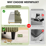 WESTSETLUX 55" W Oversized Chaise Lounge Sofa Couch with 5-Position Adjustable Backrest, Corduroy Sleeper Chair Sofa Bed, Reading Chair ‌with Deep Seat, Cloud Couches for Living Room, Bedroom, Green WESTSETLUX