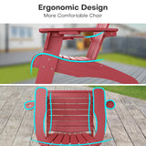 Cecarol Oversized Adirondack Chair Plastic, Outdoor Fire Pit Chair with Cup Holder, Adirondack Patio Chair Weather Resistant for Outside, Porch, Lawn, Garden- AC01, Red(Wood Grain) Cecarol
