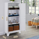 61" Tall Farmhouse Metal Pantry Cabinet, Kitchen Pantry Storage Cabinets with 2 Barn Door and Adjustable Shelves,Metal Pantry Storage Cabinet,for Kitchen,Laundry Room,Home Office,Kids Room (White) Washsemba