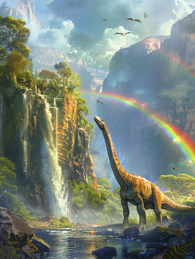 Diymood DIY 5D Diamond Painting Kits for Adults Dinosaur - Paint with Diamond Art Kits for Adults Waterfalls Full Drill Round Canvas Mosaic Beginner Home Wall Decor Gift 12x16 inch z12