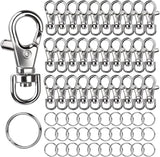 LEOBRO 60PCS Metal Swivel Snap Hooks and Key Rings, 30PCS Small Lobster Claw Keychains Clasps and 30PCS Key Chain Ring for Keychain Clip, Key, Jewelry Making, Art Crafts, Silver LEOBRO