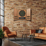 Hanbramo Dart Board, Decorative Dart Board Cabinet Set [12*Soft Tip Darts], Electronic Dart Board - Wooden Cabinet Doors with Integrated Scoreboard for Family Game Rooms [Apricot] Hanbramo