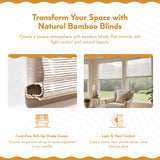 Radiance Cordless Bamboo Roman Shades for Windows - Matchstick Bamboo Blinds for Semi-Private Light Control - Easy to Lift & Fold Up Window Shades - White - 36" W x 64" L - (2215336E) Radiance