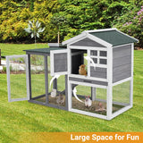 48" Wooden Rabbit Hutch Indoor Waterproof, Chicken Coop, 2 Lockable Doors Bunny Cage Indoor with Weather-Resistant Small House & Open Courtyard, Rabbit Cage Indoor with Wire Fence and Cleaning Tray TROPOW