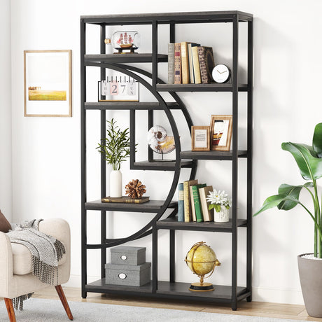 Tribesigns Bookshelf Industrial 5 Tier Etagere Bookcase, Freestanding Tall Bookshelves Display Shelf Storage Organizer with 9-Open Storage Shelf for Living Room, Bedroom Tribesigns