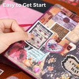Funto Scrapbooking Kit (185 PCS), Medieval Chapter- Rose Garden, Perfect for Bullet Scrapbooking Materials, Planner DIY Craft Collage Funto