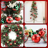 30PCS Christmas Balls Ornaments - 2.36" Red Green White Xmas Balls Decoration, Shatterproof Christmas Balls Ornaments for Christmas Tree, Painting & Glittering Hanging Ball for Party Event(Style-25) AWSL