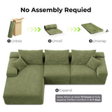 LIKIMIO 120" Boneless Couch for Living Room, Deep Seat Comfy Sectional Cloud Couch Sofa with Chaise, L-Shaped Modular Modern Sofa, No Assembly Required, Corduroy Upholstery Green LIKIMIO