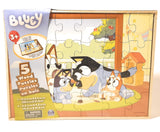 Bluey 5 Wood Puzzles with Storage Box, 72 Exclusive Mickey Mouse Clubhouse Stickers and Star Wars 300+ Stickers Bundle for Kids - Ages 3 and Up Spin Master