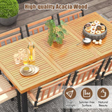 Tangkula 9 Pieces Patio Dining Set, Outdoor Acacia Wood Table and Chairs with Soft Cushions and 1.9” Umbrella Hole, Outdoor Patio Furniture Set for Garden, Deck and Backyard Tangkula