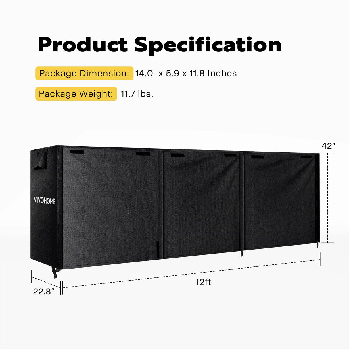 VIVOHOME 3ft Waterproof Log Rack Cover, Heavy Duty 600D Oxford Outdoor Firewood Storage Cover with Product Image 12ft Waterproof Firewood Log Rack Cover, Heavy Duty 600D Oxford Outdoor VIVOHOME