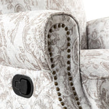 HULALA Home Modern Rocker Recliner, Printed Fabric Swivel Glider with Adjustable Backrest & Footrest, Beige HULALA HOME