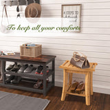 Unibambou Bamboo Shower Bench Inside Shower Stool with Storage Shelf, Spa Bath Chair for Bathroom, Seat or Organizer for Living Room, Bedroom and Garden - Great for All Ages Elderly (Natural) Unibambou