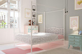 DHP Metal Canopy Bed Frame - Full Size, White with Heart Scroll Design DHP