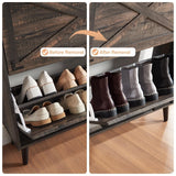 Barnyatoh Shoe Storage Cabinet,Farmhouse Shoe Organizer with 2 Flip Drawers & Barn Door Design,Freestanding Hidden Slim Narrow Shoe Rack Cabinet for Entryway,Foyer,Hallway,Dark Oak Barnyatoh