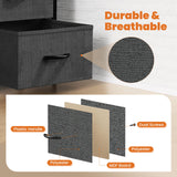 GlasFlength Nightstand for Bedrooms Set of 2, Farmhouse Bedside Table w/ 2 Fabric Drawers, Small End Tables Storage Organizer with Wood Top for Kids Room Dorm Closet, Grey/2BC 2-Pack GlasFlength