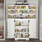 Kitchen Pantry Storage Cabinet,72" Freestanding Cupboard with 4 Barn Doors,Drawer and Adjustable Shelves,Wood Food Pantry for Kitchen, Dining Room, Bathroom,White Vipbear