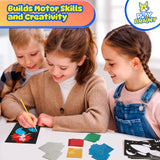 Play Brainy 10-in-1 Foil Art Kit - Kids Arts and Crafts Kit for Ages 5+, Mess-Free Kids Craft Set with 10 Printed Cardboard Sheets, 38 Foil Papers & Scratch Pen, DIY Activity & Birthday Christmas Gift Play Brainy