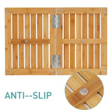 Waterproof Bamboo Bath Mat for Shower, Foldable | Non-Slip | Heavy Duty, Wooden Bath Mat, Floor Mat and Doormat for Indoor Outdoor, 23.4in x 15.6in viewcare