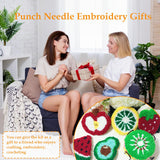 Soleeya Punch Needle Kits Adults Beginner 8 Pcs Punch Needle Coaster Kit Fruit Patterns Stitching Punch Embroidery Including Yarn Hoop Needle and Video Tutorials, Rug Tufting Coaster DIY Craft Gifts Soleeya