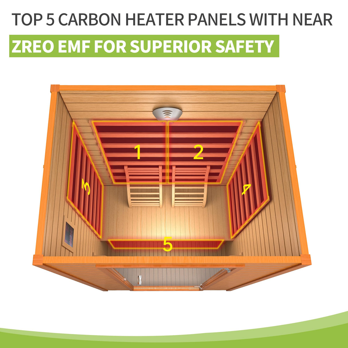 Real Relax Near Zero EMF Canadian Hemlock Wood 9 Chromo Therapy Lights, Oxygen Lonizer, Bluetooth Speakers for Home Spa Days Sauna Room, 2 Persons Real Relax