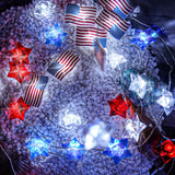4th of July Decorations Lights, 13FT 40LED Lights Battery Operated Remote Timer USA Flag Fairy Light for Indoor Home Independence Day Memorial Day Fourth of July Couah