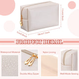 Kigeli 15 Pcs Aesthetics Makeup Bag PU Leather Cosmetic Bag Makeup Pouch Bulk Plain Cosmetic Pouch Waterproof Toiletry Bag for Christmas Party Gift Travel Cosmetic Organizer for Women (Ivory White) Kigeli