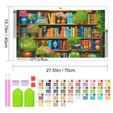 JOOZ Large Diamond Art Kits for Adults - 5D Book Diamond Painting Kits for Adults, DIY Full Drill Bookshelf Plant Diamond Art Painting, Bookshelf Gem Art Kits for Home Wall Decor 27.5x15.7 Inch JOOZ