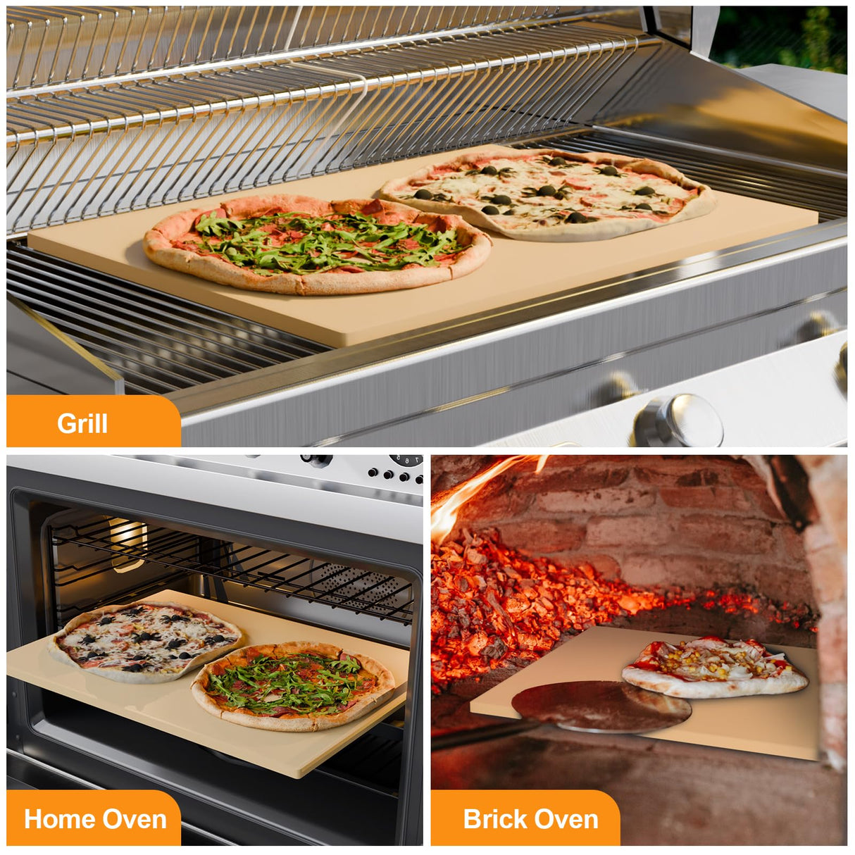 Caprihom Extra Large Pizza Stone 22 Inch, Rectangular Pizza Grilling/Baking Stone 22" x 14", Industrial Commercial Oven Stone, Ideal for Grilling Baking Several Pizzas Bread - Includes Scaper Caprihom