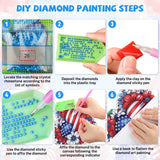 Bowetile 5D Patriotic Diamond Art Hanging Kits for Adults, Diamond Painting Heart Shape Flowers Pendant Kits, Special Shape USA Flag Gem Art Suncatcher Ornament for Home Window Wall Decor Bowetile