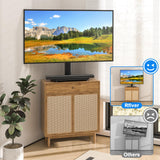 Rfiver Universal Swivel TV Stand for 27-50 55 60 Inch TVs, Height Adjustable Table Top TV Stand Mount Hold up to 88 lbs, Pedestal TV Stand with Tempered Glass Base, Replacement TV Stand Base Rfiver