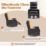 Manual Swivel Rocker Recliner Chair for Adults, Overstuffed Reclining Glider Chair for Nursing with Vibration Massage & Heat, Living Room Rocking Recliner 3-Stage backrest, Faux Leather Black EZZUP