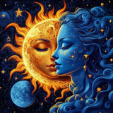 NEWENMO Sun and Moon Diamonds Painting Kits for Adults Beginner, DIY 5D Diamond Art Paint with Round Diamonds, Full Drill Diamonds Art Painting Kit Perfect for Home Wall Decor 12x12 Inch NEWENMO