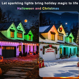 YIBULAYIN 100FT Permanent Outdoor Lights Waterproof, Smart RGB Eaves Lights with App/Remote Control, DIY Scene Modes, LED Outdoor Lighting for Christmas Holidays Daily Party House Roof Lighting YIBULAYIN