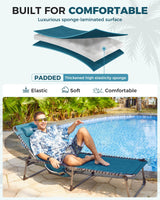 KingCamp Oversized Tanning Chair, Extra-Wide Padded Folding Chase Lounge Chairs Portable Adjustable 5-Position 400lbs Heavy Duty Lounger with Double-Layer Oxford for Outdoor Beach Patio Sun Pool KingCamp