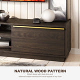 BELLEZE 69" TV Stand for TVs up to 75", Media Entertainment Center with 2-Tier Open Shelves and 2 Storage Cabinets, Wood Console Table for Living Room, Bed Room - Cayden (Brown) BELLEZE