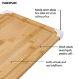 Farberware Nonslip Bamboo Cutting Board with Juice Groove, 11x14 Inch, White Farberware