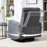 HOMCOM Swivel Rocker Recliner Chair, Wide Glider Rocking Single Sofa with Pocket Spring, Footrest, Modern Fabric Overstuffed Reclining Chair for Living Room, Bedroom, Quick Assembly, Gray HOMCOM