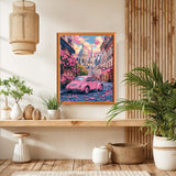 Lxmsja Pink Car Paint by Numbers Kit for Adults, Paris Street Acrylic Paint by Numbers for Adults Beginner, DIY Craft Supplies Oil Painting Kits for Home Wall Decor 16x20 inch (No Frame) Lxmsja