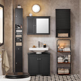 Haotian BZR34-SCH, Black Bathroom Tall Cabinet with 1 Drawer, 2 Doors and Adjustable Shelves, Bathroom Shelf, 7.87 x 7.87 x 70.87 Bathroom Tall Cabinet Cupboard Haotian