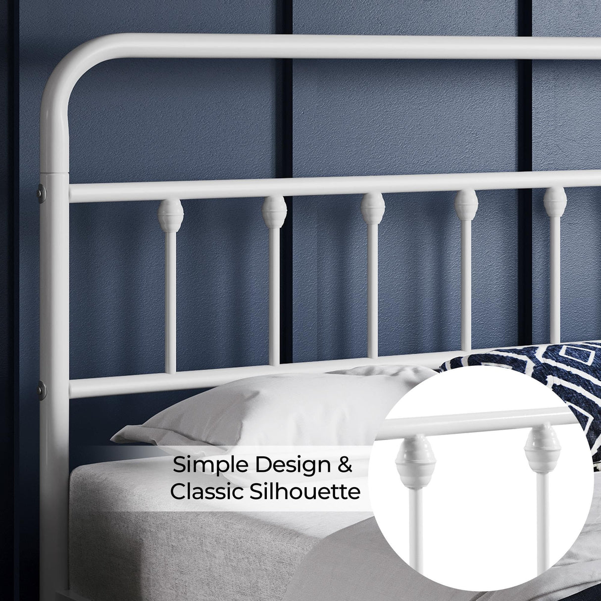 Yaheetech Classic Metal Platform Bed Frame Mattress Foundation with Victorian Style Iron-Art Headboard/Footboard/Under Bed Storage/No Box Spring Needed/Full Size White Yaheetech