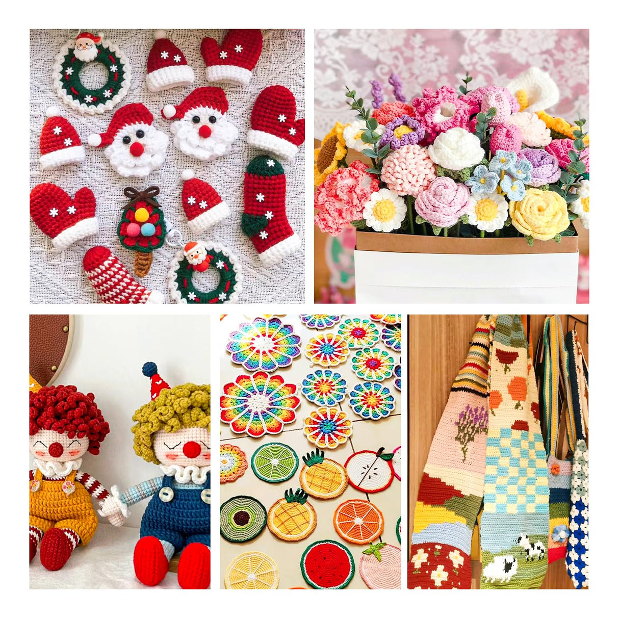 Inscraft 52 Acrylic Yarn Skeins, 1820 Yards 52 Colors, 2 Crochet Hooks, 2 Weaving Needles, 10 Stitch Markers, 1 Bag, for Crocheting & Knitting, Gift Beginners and Adults INSCRAFT