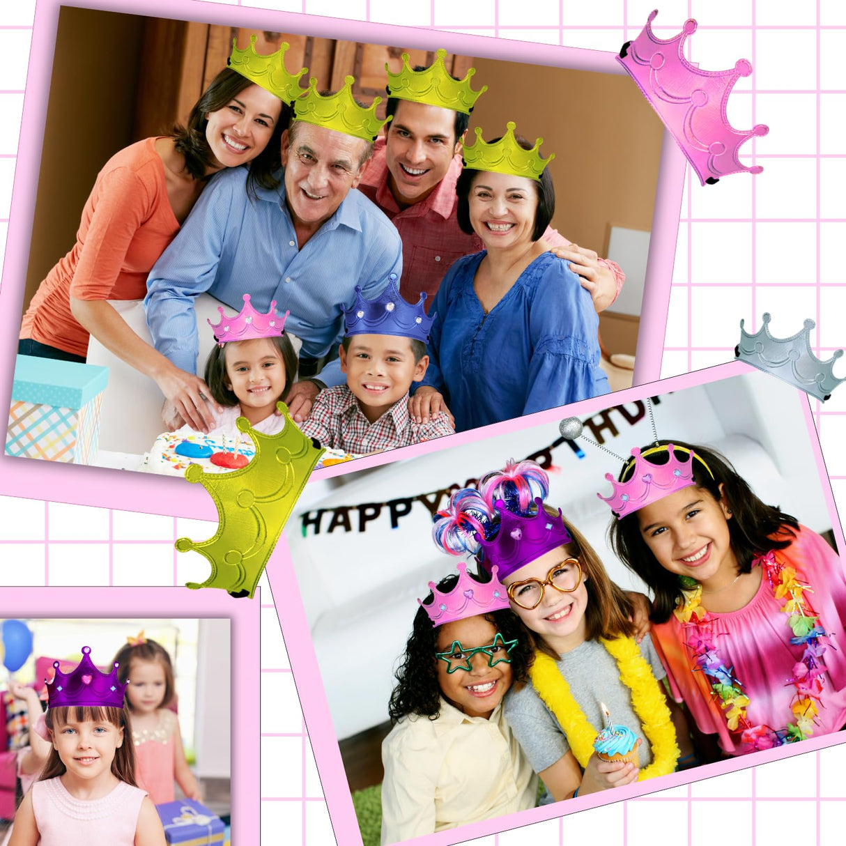 Cayton 26 Pcs Foam Princess Crowns, Sparkly Foam Crowns with Stickers, DIY Birthday Craft for Girls Kids Cayton