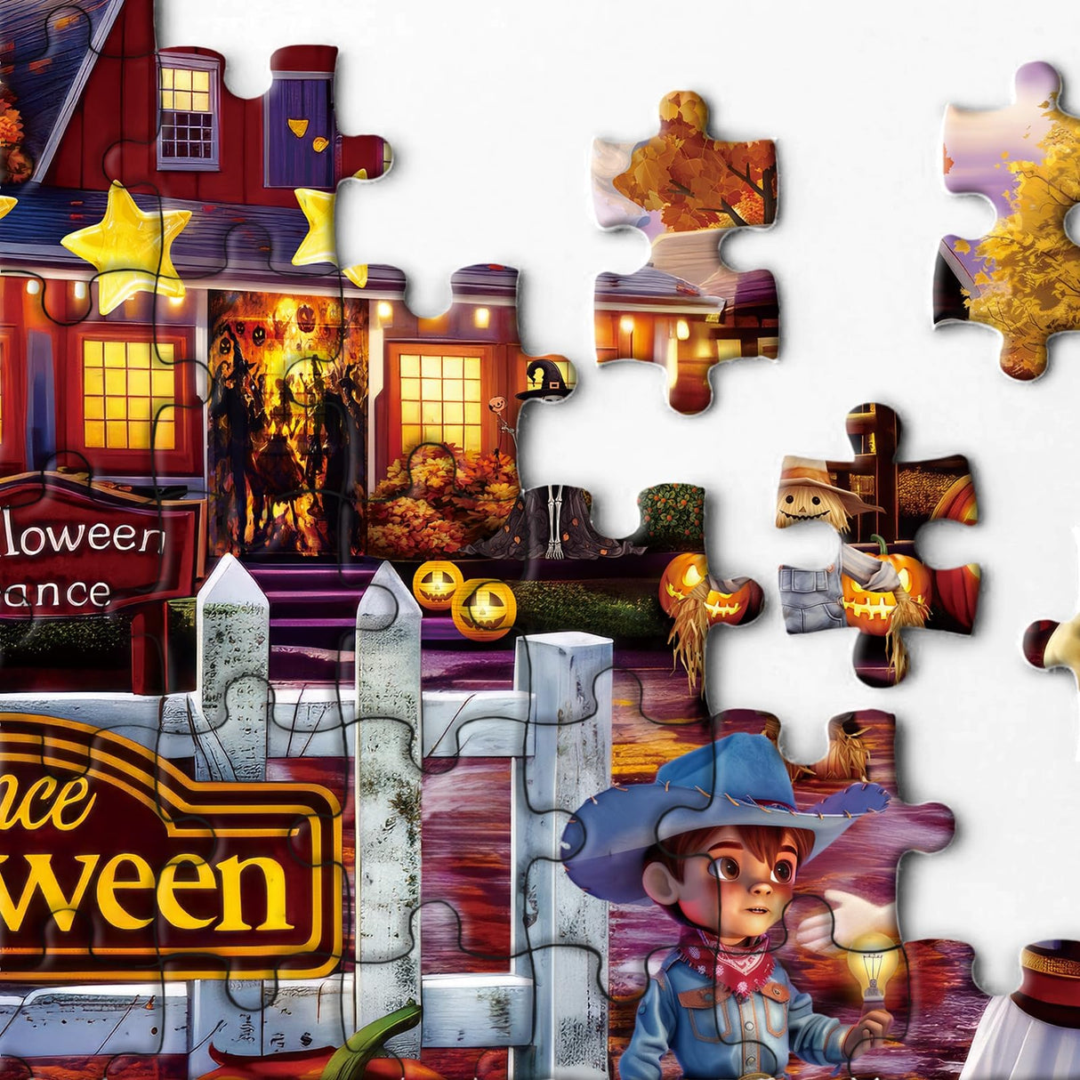 Halloween Holiday Horror Puzzles for Adults 1000 Pieces, Fall Barn Jigsaw Puzzle, Scary Pumpkin Ghost Puzzles BBOLDIN