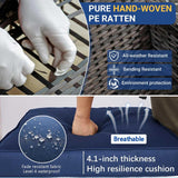 8pcs Patio Outdoor Furniture Set, Waterproof Wicker Sectional Couch Outdoor Big Sofa with Thick Cushions, All-Weather PE Rattan 8 Pieces Patio Conversation Sets for Porch,Backyard,Garden SHGJ&SOFT